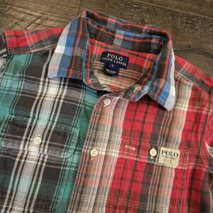 Polo Ralph Lauren Kids Red Plaid Green Button Down Shirt Size 6 Boys Holiday